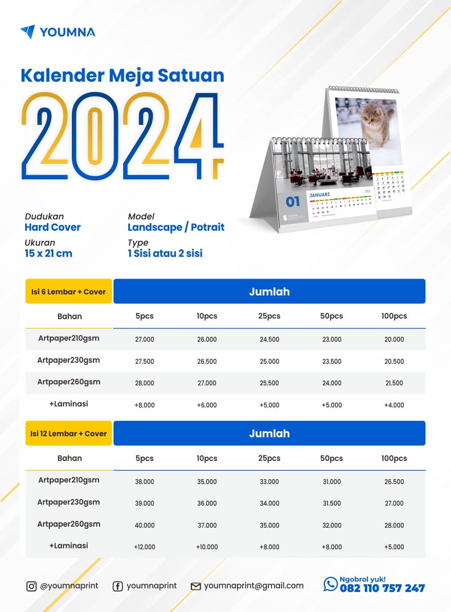 kalender meja satuan